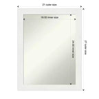 Miroir mural de salle de bain blanc étroit, non biseauté, 22x28", à fixer au mur
