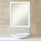 Miroir mural de salle de bain blanc étroit, non biseauté, 22x28", à fixer au mur