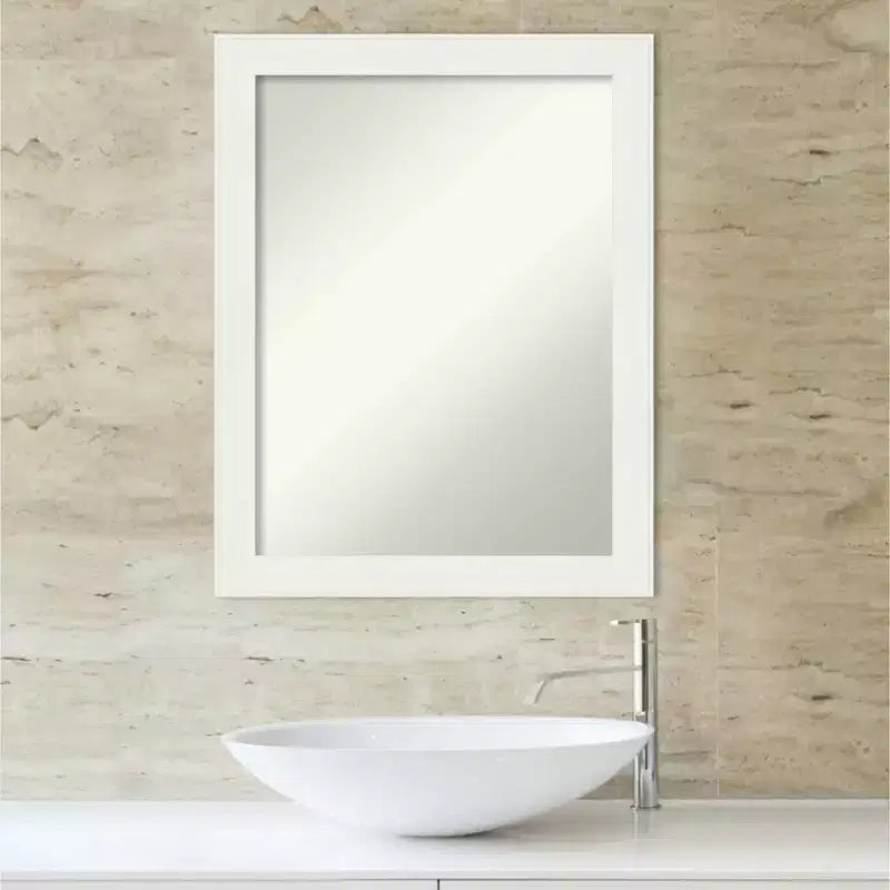 Miroir mural de salle de bain blanc étroit, non biseauté, 22x28", à fixer au mur