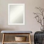 Miroir mural de salle de bain blanc étroit, non biseauté, 22x28", à fixer au mur