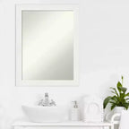 Miroir mural de salle de bain blanc étroit, non biseauté, 22x28", à fixer au mur