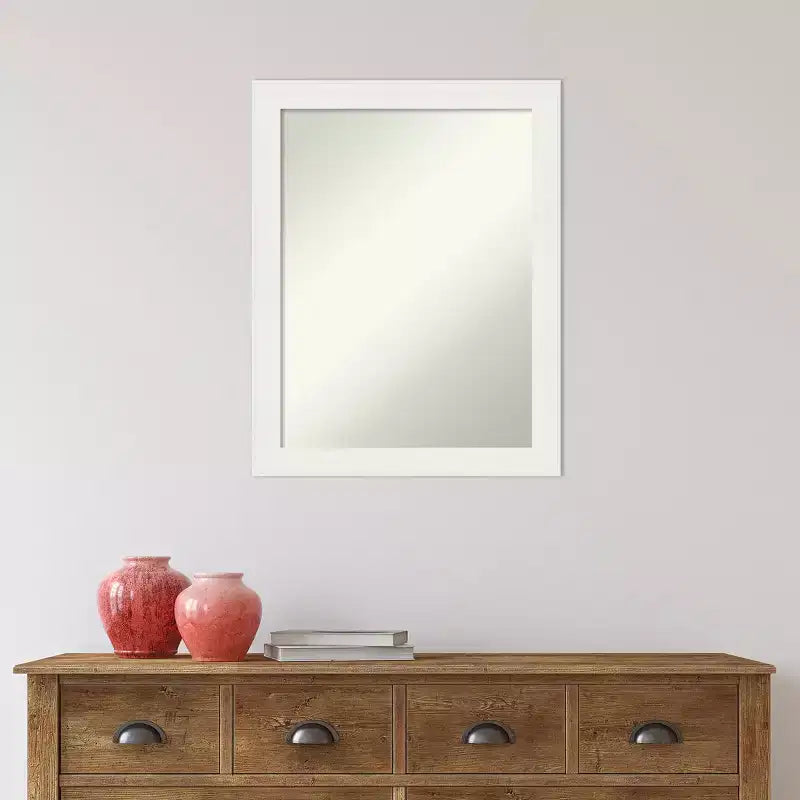 Miroir mural de salle de bain blanc étroit, non biseauté, 22x28", à fixer au mur