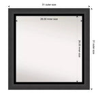 Miroir mural carré de salle de bain noir 31" x 31", bords non biseautés