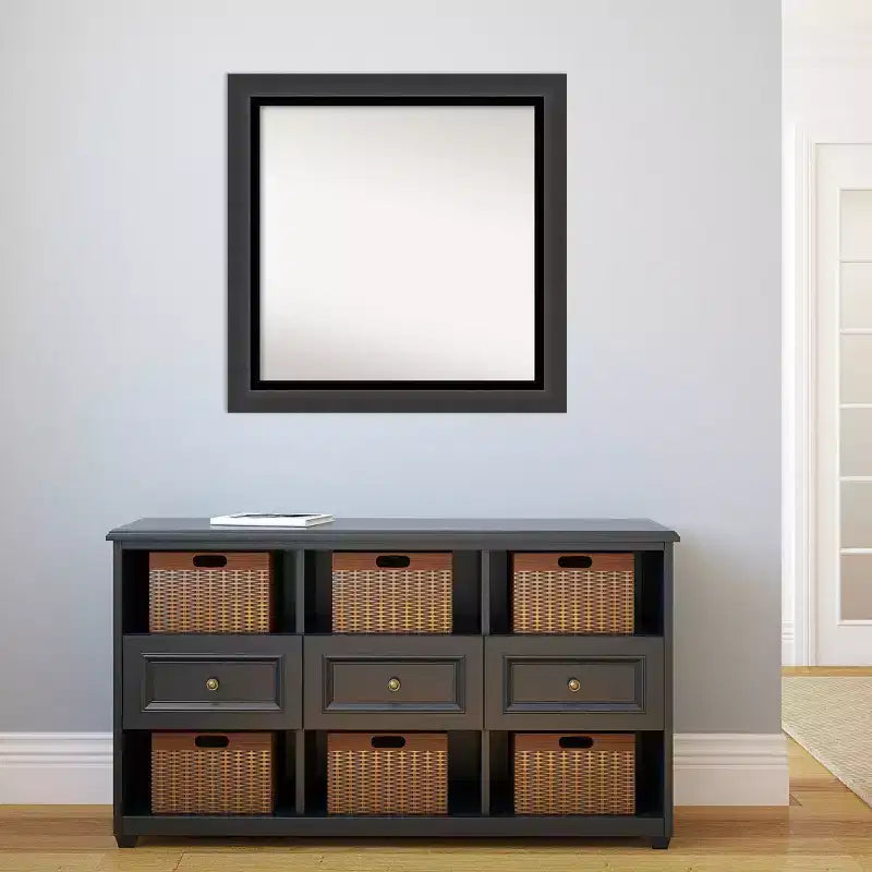 Miroir mural carré de salle de bain noir 31" x 31", bords non biseautés