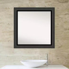 Miroir mural carré de salle de bain noir 31" x 31", bords non biseautés