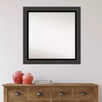 Miroir mural carré de salle de bain noir 31" x 31", bords non biseautés