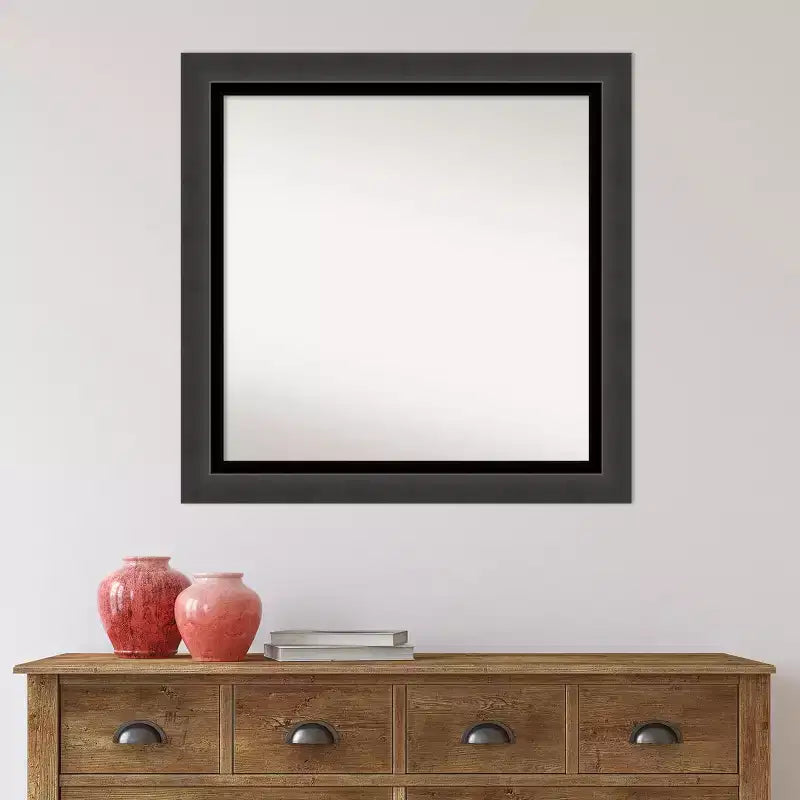 Miroir mural carré de salle de bain noir 31" x 31", bords non biseautés