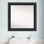Miroir mural carré de salle de bain noir 31" x 31", bords non biseautés