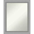 23"x29" Non-Beveled Peak Polished Nickel Narrow Bathroom Wall Mirror - Amanti Art: Includes Mounting Hardware