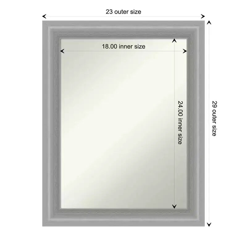Miroir de salle de bain étroit en nickel poli 23" x 29", sans biseau