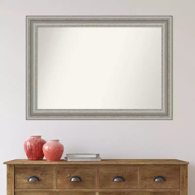 Miroir mural encadré argenté de 42" x 30", non biseauté, rectangulaire