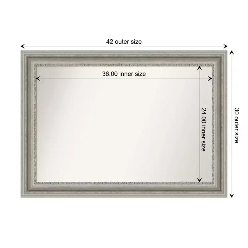 Miroir mural encadré argenté de 42" x 30", non biseauté, rectangulaire