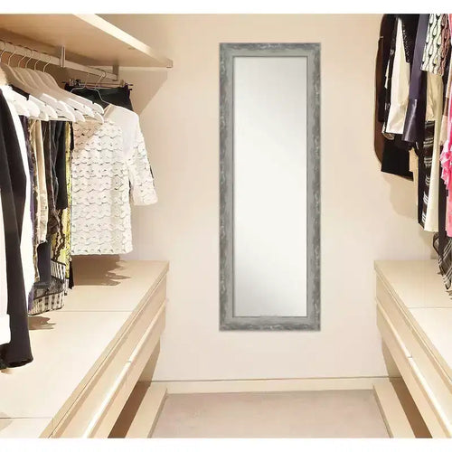 Miroir de porte étroit pleine longueur argenté de 48 x 135 cm, bords non biseautés