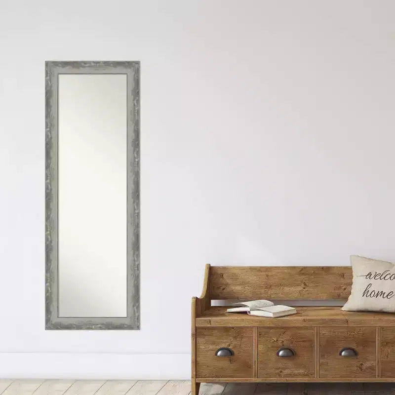 Miroir de porte étroit pleine longueur argenté de 48 x 135 cm, bords non biseautés