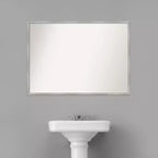 Miroir mural de salle de bain blanc étroit en bois, 39" x 28", sans biseau
