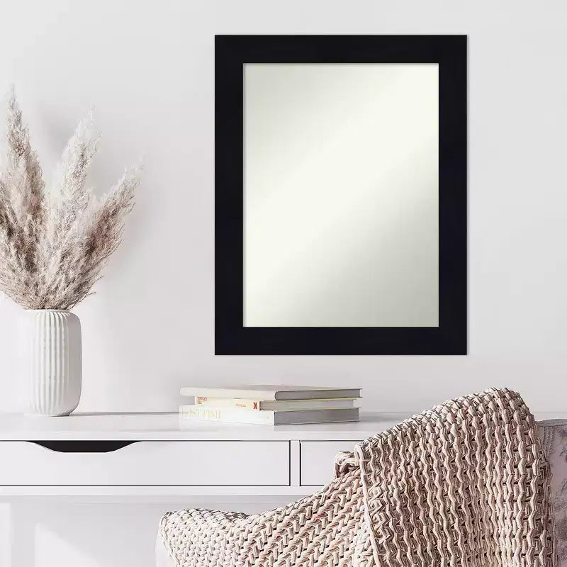 Miroir mural en bois bleu marine 22" x 28", sans biseau, pour salle de bain et chambre à coucher