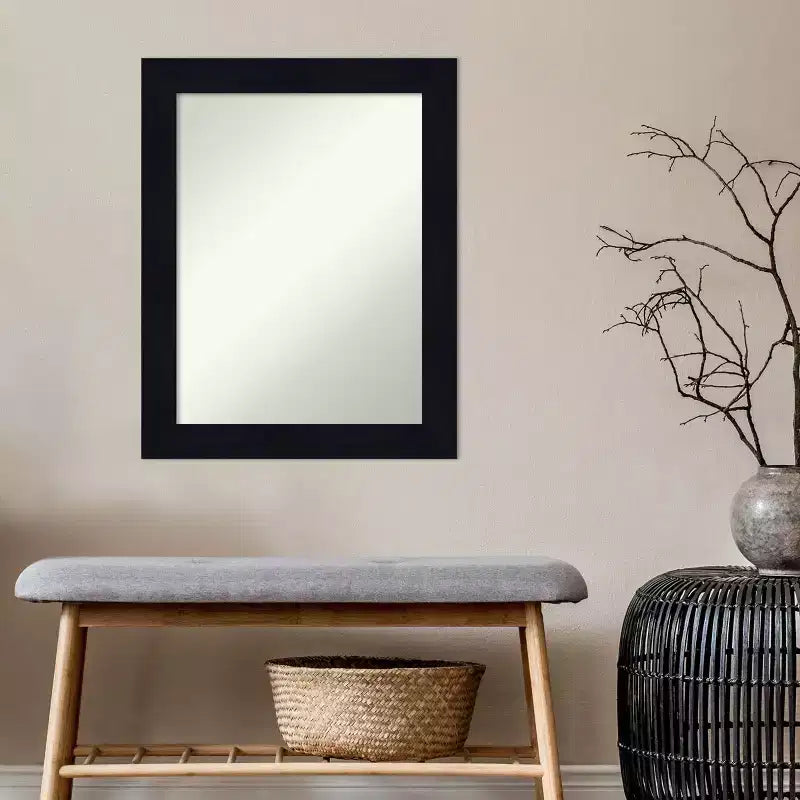 Miroir mural en bois bleu marine 22" x 28", sans biseau, pour salle de bain et chambre à coucher