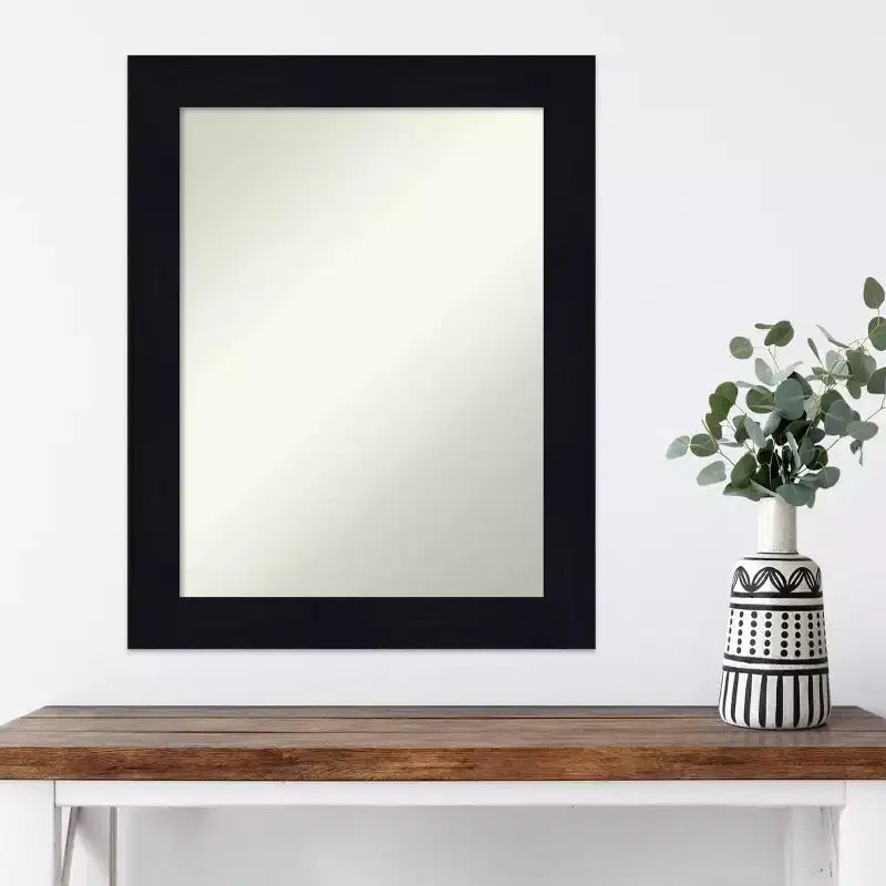 Miroir mural en bois bleu marine 22" x 28", sans biseau, pour salle de bain et chambre à coucher