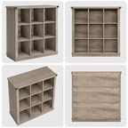 Étagère de rangement à 9 cubes, bibliothèque horizontale de ferme à 4 niveaux, bibliothèque de rangement en bois de 95 cm pour l'entrée, étagères basses et longues