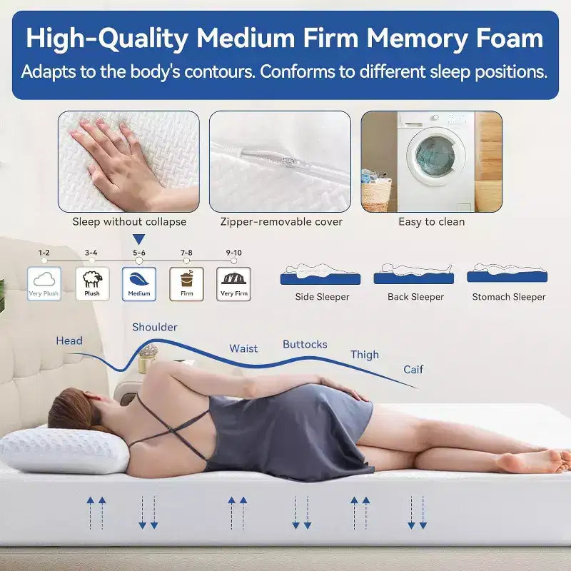 Matelas RV 10", mousse à mémoire de forme rafraîchissante au gel de thé vert, CertiPUR-US