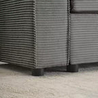 Canapé modulaire 4 places avec méridienne, velours côtelé moelleux, assise profonde, gris