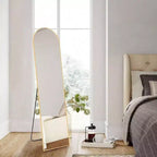 Miroir arqué doré 59,1x15,8 - Verre nano incassable et cadre en aluminium avec support. Pour une utilisation au sol, murale ou en appui.