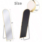 Miroir arqué doré 59,1x15,8 - Verre nano incassable et cadre en aluminium avec support. Pour une utilisation au sol, murale ou en appui.