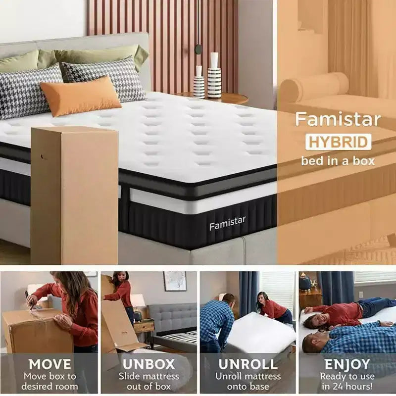 Cadre de lit Queen Size avec tête de lit capitonnée, Lit plateforme avec lattes en bois, Pas besoin de sommier tapissier