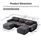 Canapé d'angle modulable avec 2 poufs, canapé-lit profond