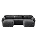 Canapé d'angle modulable avec 2 poufs, canapé-lit profond