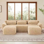 Canapé d'angle modulable avec 2 poufs, canapé-lit profond