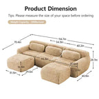 Canapé d'angle modulable avec 2 poufs, canapé-lit profond