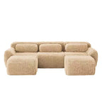 Canapé d'angle modulable avec 2 poufs, canapé-lit profond