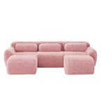 Canapé d'angle modulable avec 2 poufs, canapé-lit profond