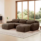 Canapé d'angle modulable avec 2 poufs, canapé-lit profond