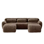 Canapé d'angle modulable avec 2 poufs, canapé-lit profond
