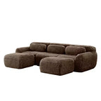 Canapé d'angle modulable avec 2 poufs, canapé-lit profond