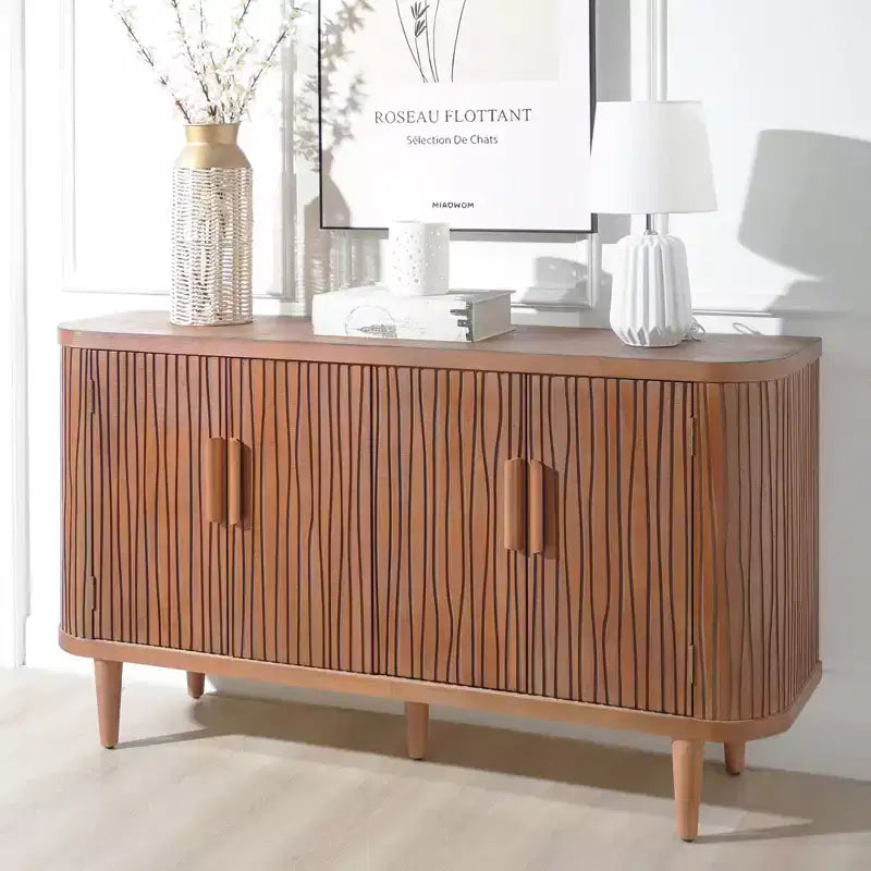 Meuble de rangement d'appoint rustique de 150 cm avec 4 portes et 2 étagères réglables