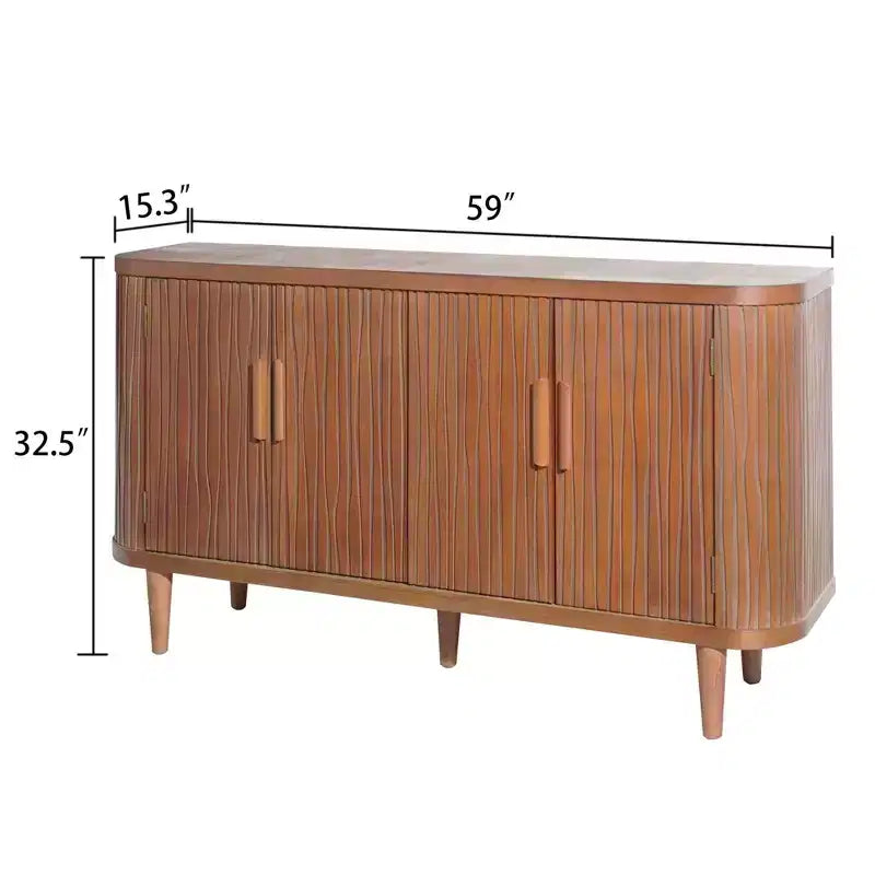 Meuble de rangement d'appoint rustique de 150 cm avec 4 portes et 2 étagères réglables