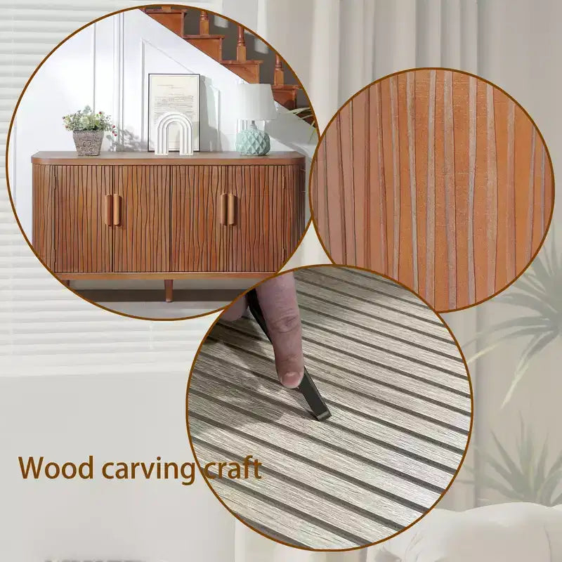 Meuble de rangement d'appoint rustique de 150 cm avec 4 portes et 2 étagères réglables