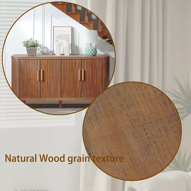 Meuble de rangement d'appoint rustique de 150 cm avec 4 portes et 2 étagères réglables