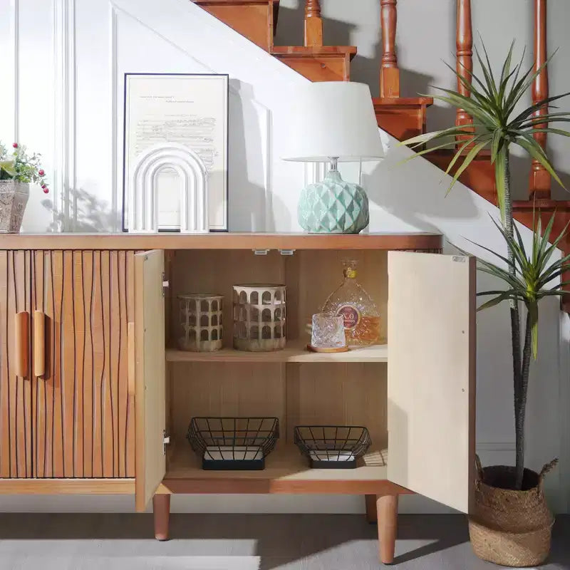 Meuble de rangement d'appoint rustique de 150 cm avec 4 portes et 2 étagères réglables