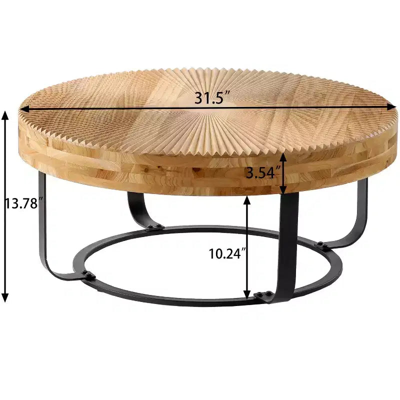 Table basse rétro de 33,86 pouces avec plateau relevable et pieds en métal, table basse ronde, 100 kg