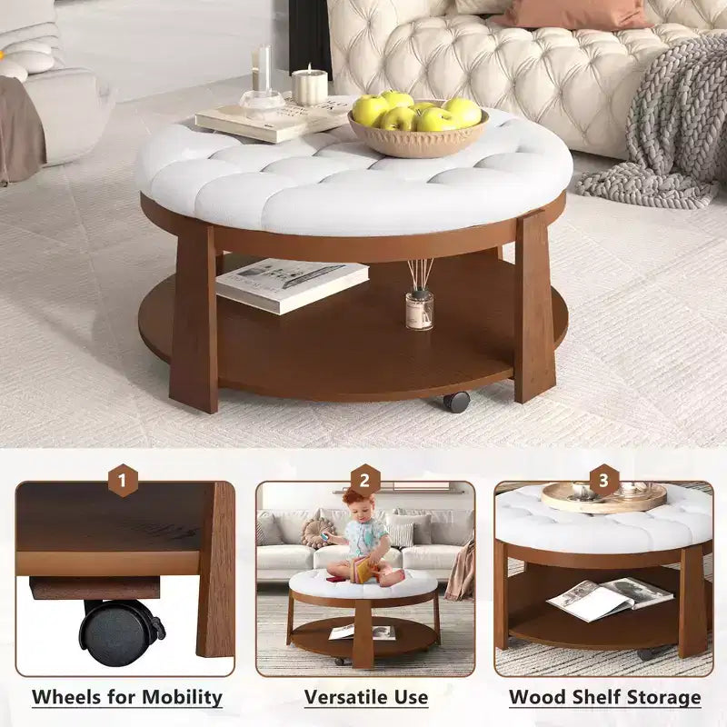 Tabouret de bar pivotant en similicuir, hauteur comptoir 26", base en bois