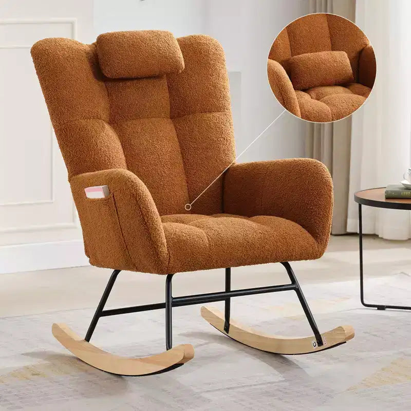 Fauteuil à bascule planeur rembourré moelleux pour chambre de bébé, adultes et petits espaces, intérieur