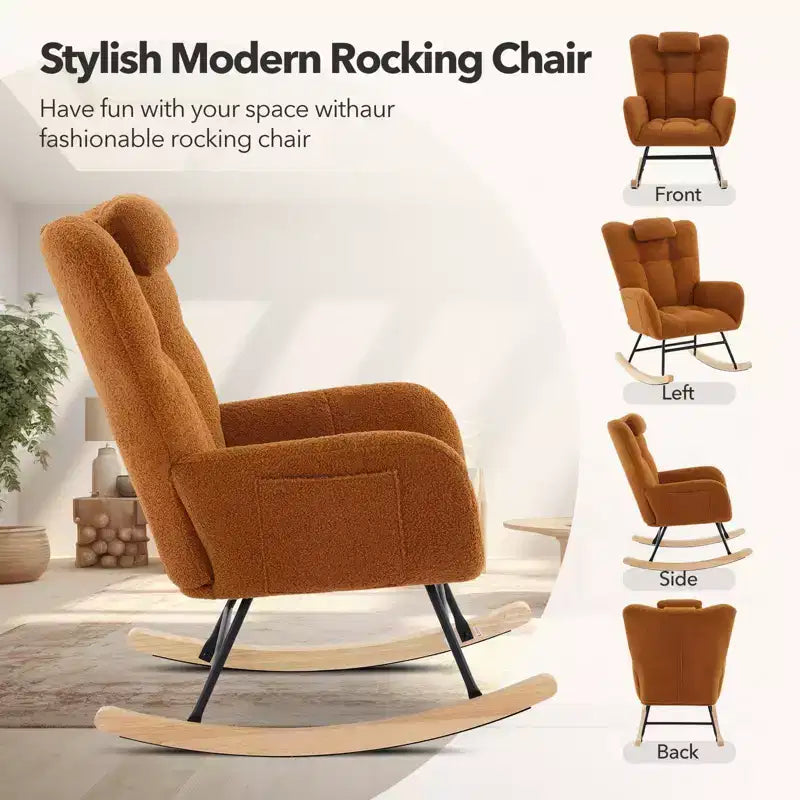 Fauteuil à bascule planeur rembourré moelleux pour chambre de bébé, adultes et petits espaces, intérieur