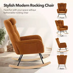 Fauteuil à bascule planeur rembourré moelleux pour chambre de bébé, adultes et petits espaces, intérieur