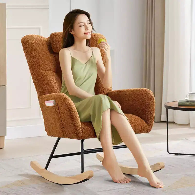 Fauteuil à bascule planeur rembourré moelleux pour chambre de bébé, adultes et petits espaces, intérieur