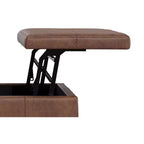 Ottoman de rangement carré de 91 cm de large en similicuir végétalien, repose-pieds de salon contemporain