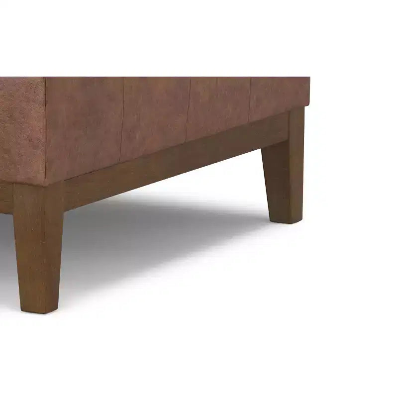 Ottoman de rangement carré de 91 cm de large en similicuir végétalien, repose-pieds de salon contemporain